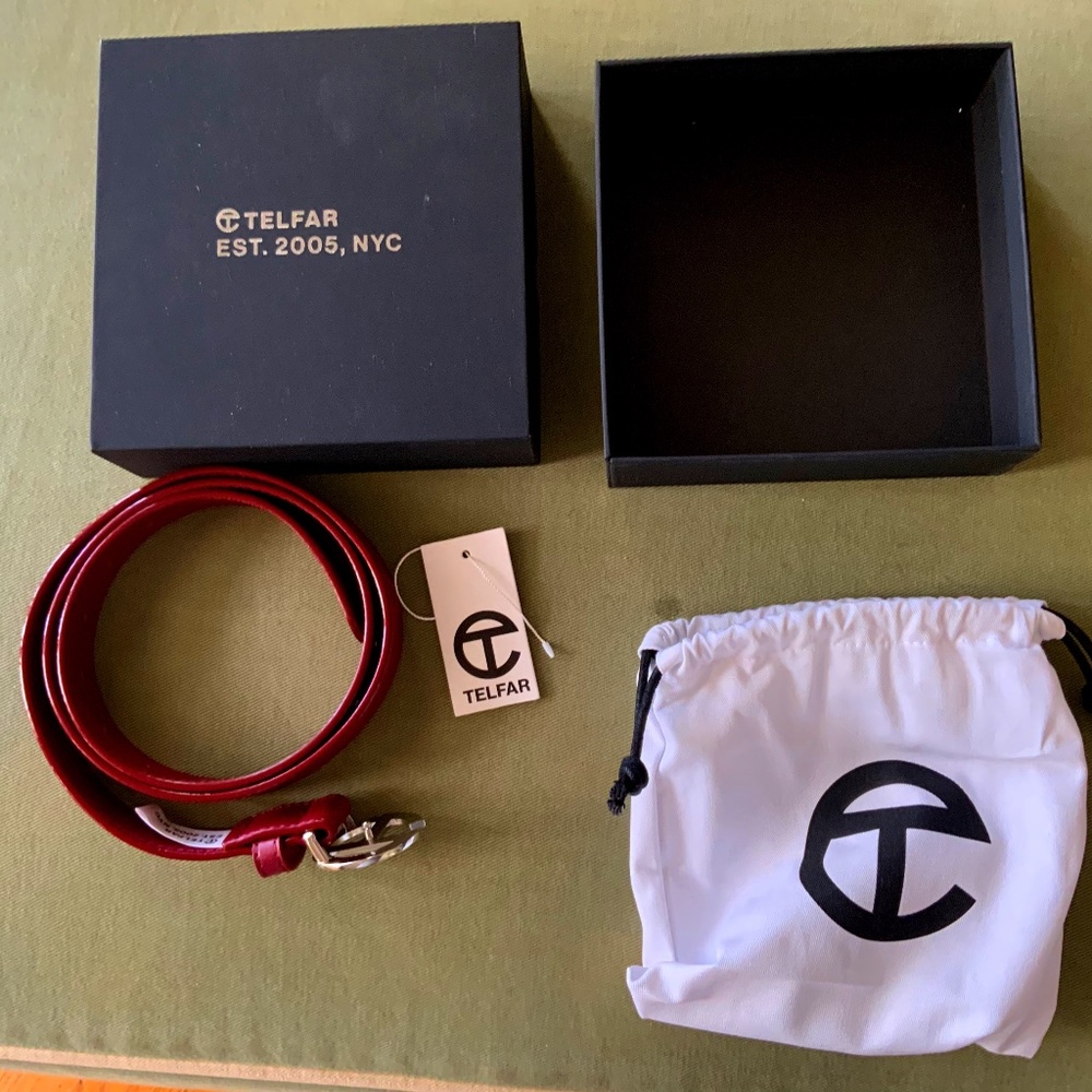 New Telfar Oxblood Skinny Belt - M/L